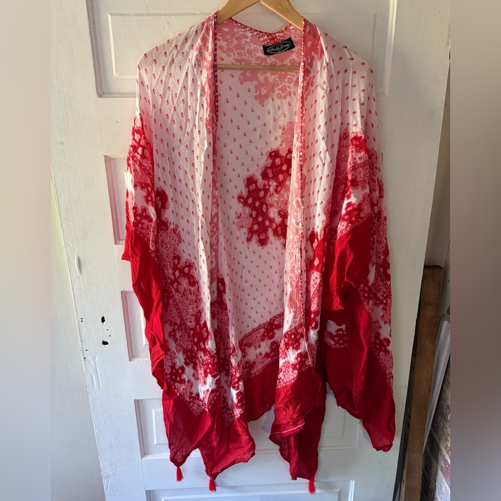 Red and White Floral Kimono